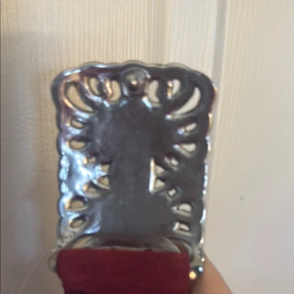 Ralph Lauren dark red suede Belt with Ornate Silver Buckle - Picture 5 of 6